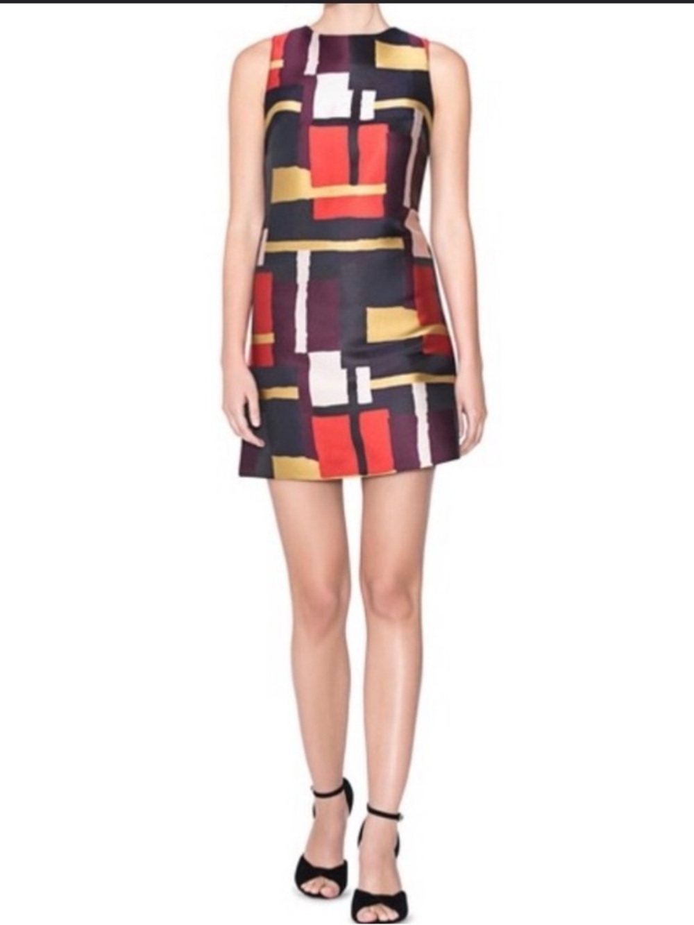 ALICE + Olivia Clyde Print Sleeveless Colourful Abstract A-line Shift Dress 6